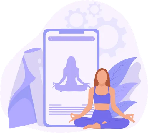 Online-Yoga-Unterricht  Illustration