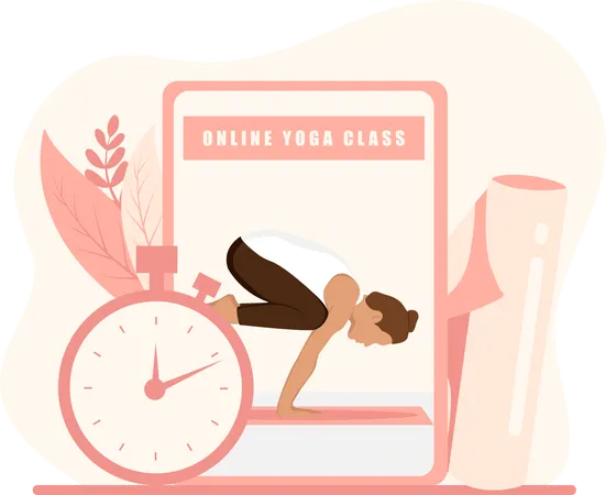 Online-Yoga-Unterricht  Illustration