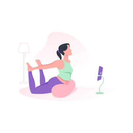 Online yoga with bolster  イラスト