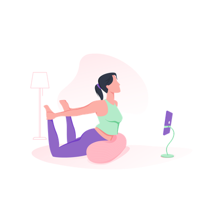 Online yoga with bolster  Illustration