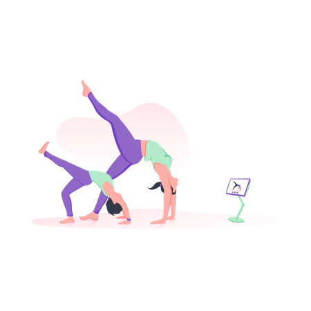 Online yoga with kid  Illustration