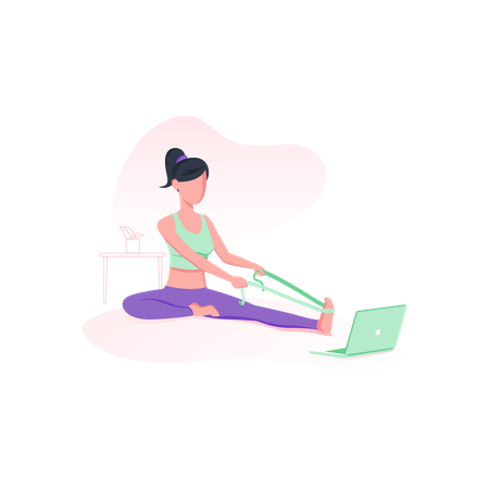 Online yoga with straps  Illustration