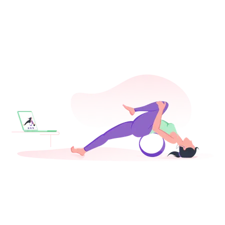 Online yoga with wheel  イラスト