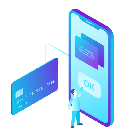 Online-Zahlung per Kreditkarte auf dem Smartphone  Illustration