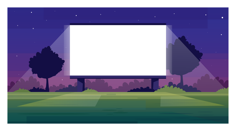 Open air cinema screen Illustration