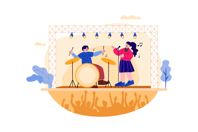 Open air podcast music concert Illustration