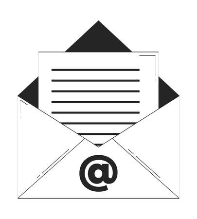 Open envelope with email document  Illustration