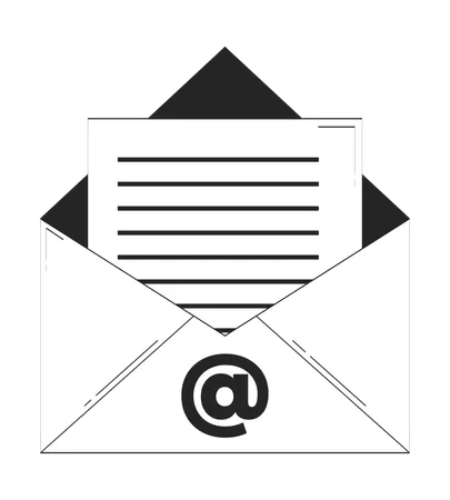 Open envelope with email document  Illustration