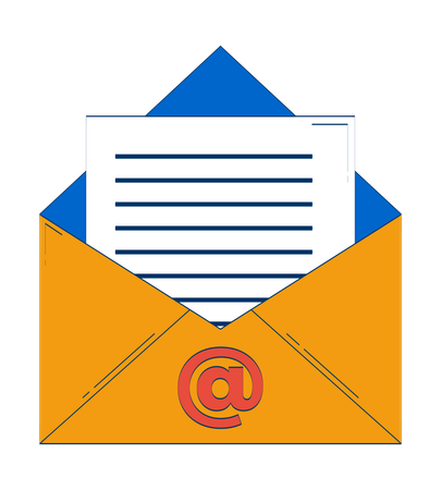 Open envelope with email document  Illustration