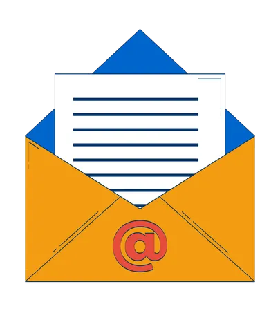 Open envelope with email document  Illustration