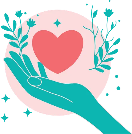 Open Hand with Love Heart  Illustration