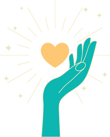 Open Hand with Sparkling Love Heart showing care  Illustration