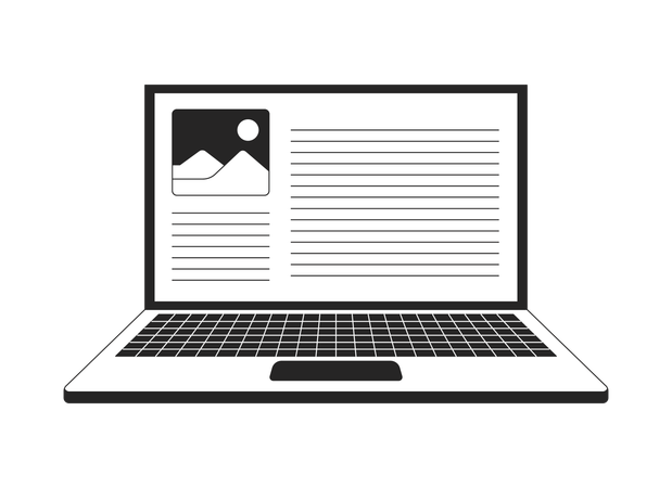 Open laptop with webpage content  Illustration