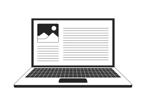 Open laptop with webpage content  Illustration