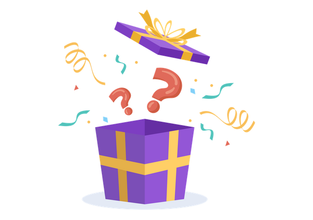 Open mystery gift box  Illustration