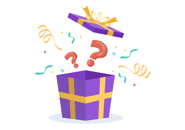 Open mystery gift box  Illustration