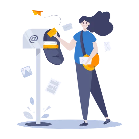 A Woman Open Newsletter Mailbox Illustration Concept For A Contact Mail Or Newsletter Website Page 일러스트레이션