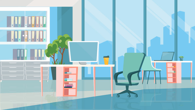 Open office room interior  Illustration