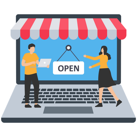 Open online shop  Illustration