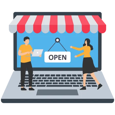 Open online shop  Illustration