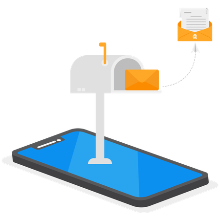 Open post box on smartphone screen  Illustration