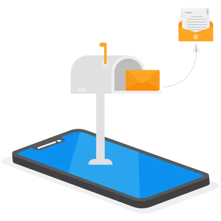 Open post box on smartphone screen  Illustration