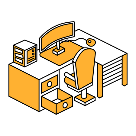 Open Work Desk  Illustration