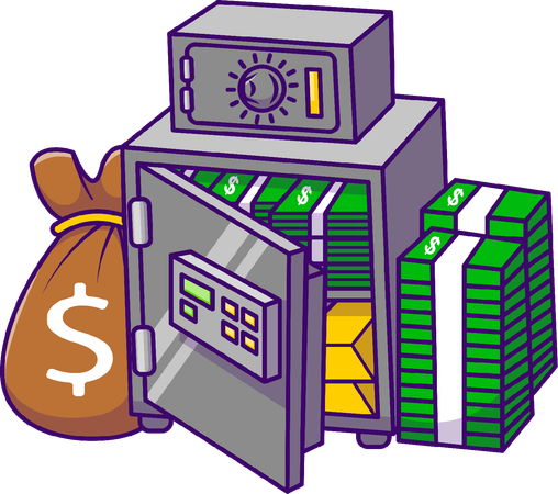 Opened Safe Deposit Box  Illustration