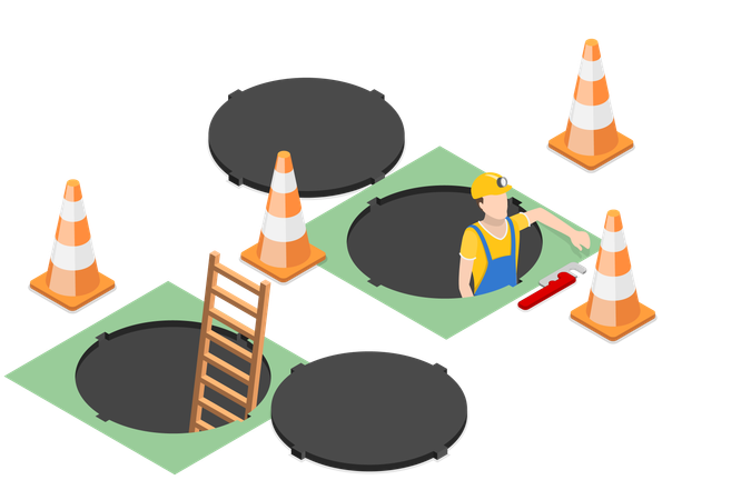 Opened Street Manhole  Illustration