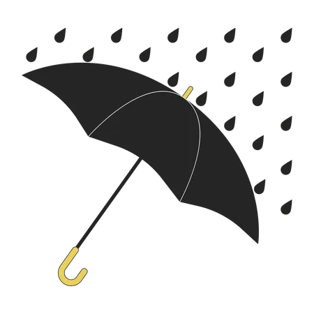 Opened Umbrella Cover From Rain Flat Line Color Isolated Vector Object Protection Bad Weather Editable Clip Art Image On White Background Simple Outline Cartoon Spot Illustration For Web Design Illustration