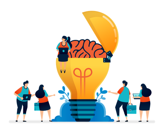 Opening Light Blub To An Open Mind Idea With Artificial Intelligence  Illustration