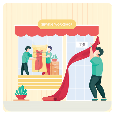Opening of Sewing workshop  Illustration