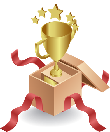 Opening trophy parcel  Illustration