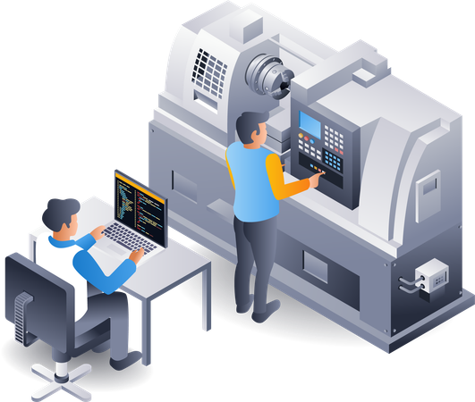 Operador de máquina automática cnc  Ilustración