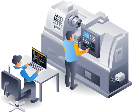 Opérateur de machine CNC automatique  Illustration