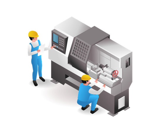 Opérateur professionnel de machine CNC  Illustration