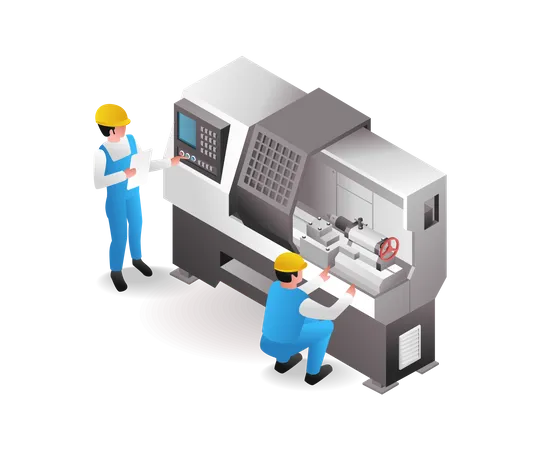 Opérateur professionnel de machine CNC  Illustration