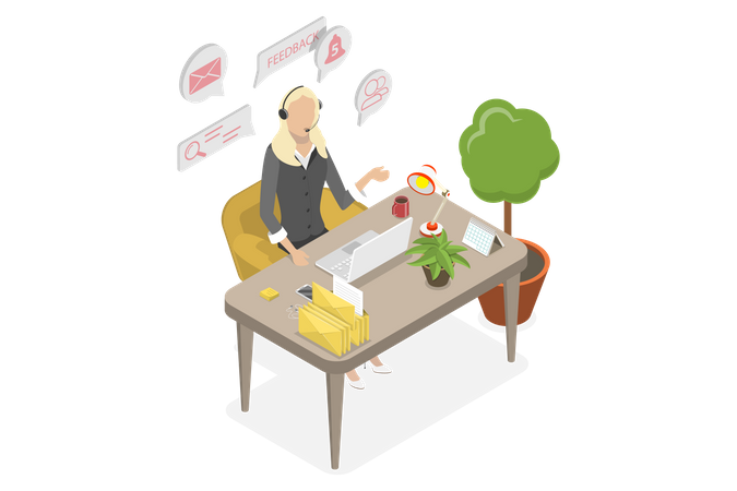 Opérateurs au helpdesk  Illustration