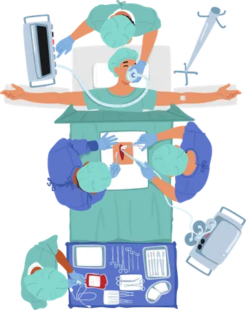 Operating Table Surrounded By Medical Equipment  Illustration