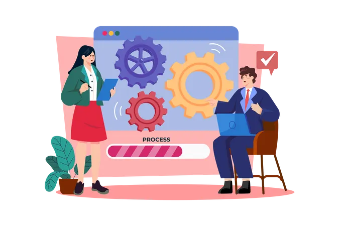 Operations manager streamlining business processes  Illustration