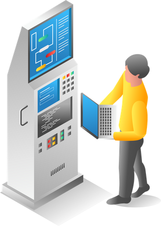 Operator controlling CNC machine  Illustration