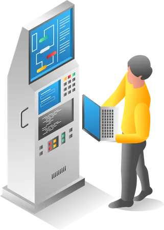 Operator controlling CNC machine  Illustration