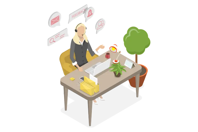 3 D Isometric Flat Vector Conceptual Illustration Of Operators At Helpdesk Online Consulting Illustration