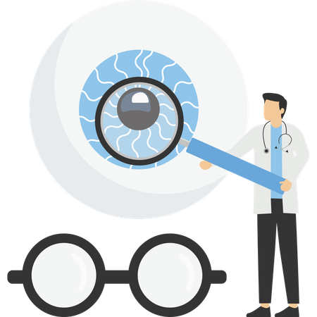 Ophtalmologiste vérifiant la vue  Illustration