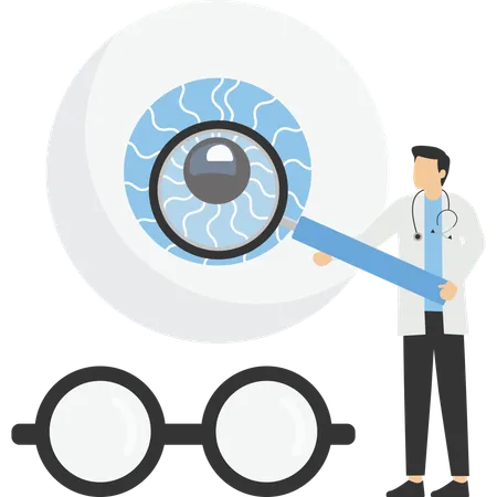 Ophtalmologiste vérifiant la vue  Illustration