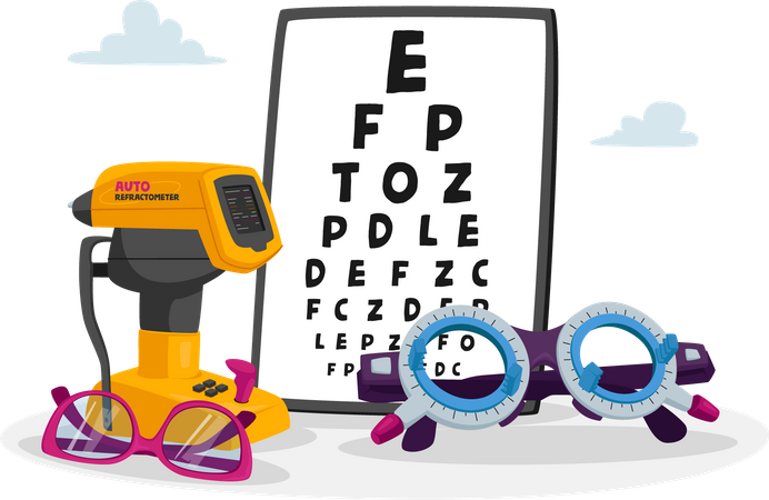 Ophthalmological Equipment Chart for Eyesight Check Up  Illustration