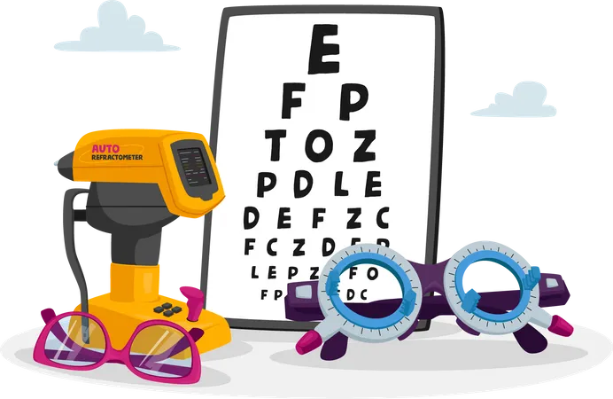 Ophthalmological Equipment Chart for Eyesight Check Up  Illustration