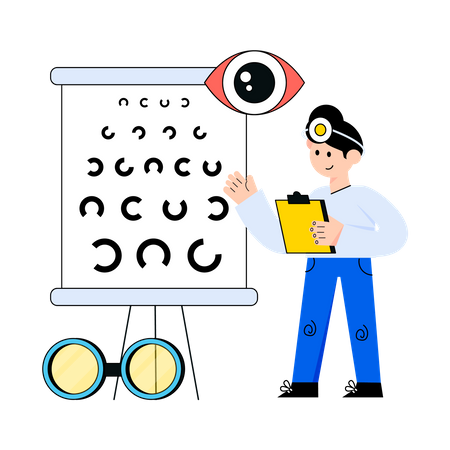 Ophthalmologist checking  Illustration