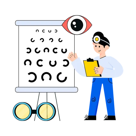 Ophthalmologist checking  Illustration
