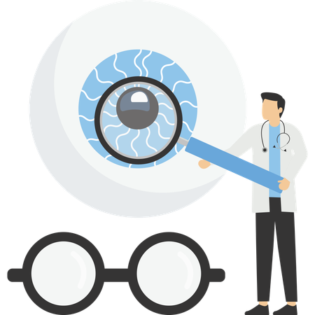 Ophthalmologist checking eyesight  Illustration